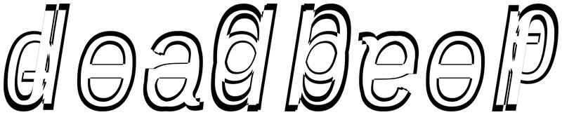 Ambigram for deadbeef in Liberationsansnarrow-italic